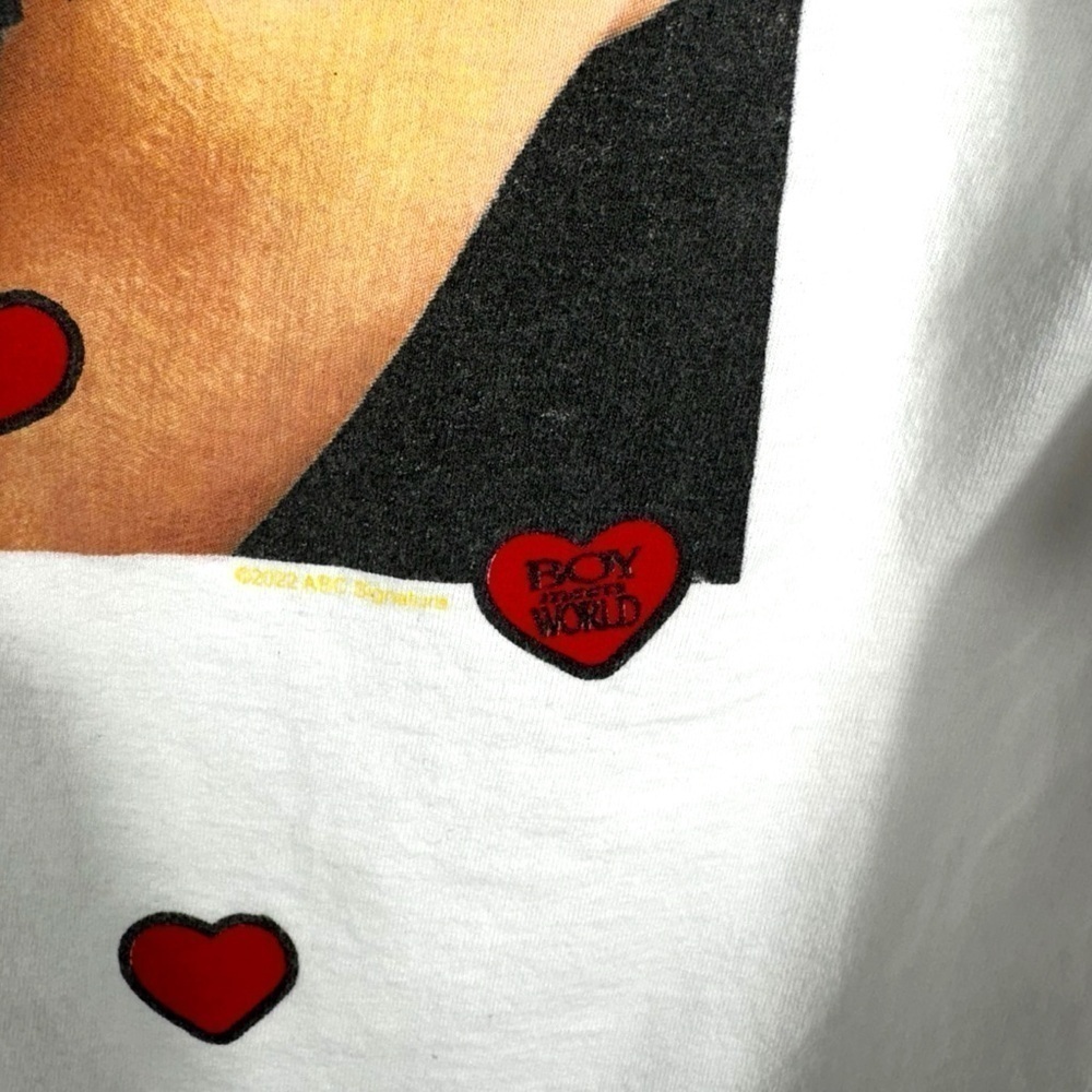 Vintage Boy Meets World Topanga Hearts Graphic Tee, White, Size Medium - Picture 7 of 13
